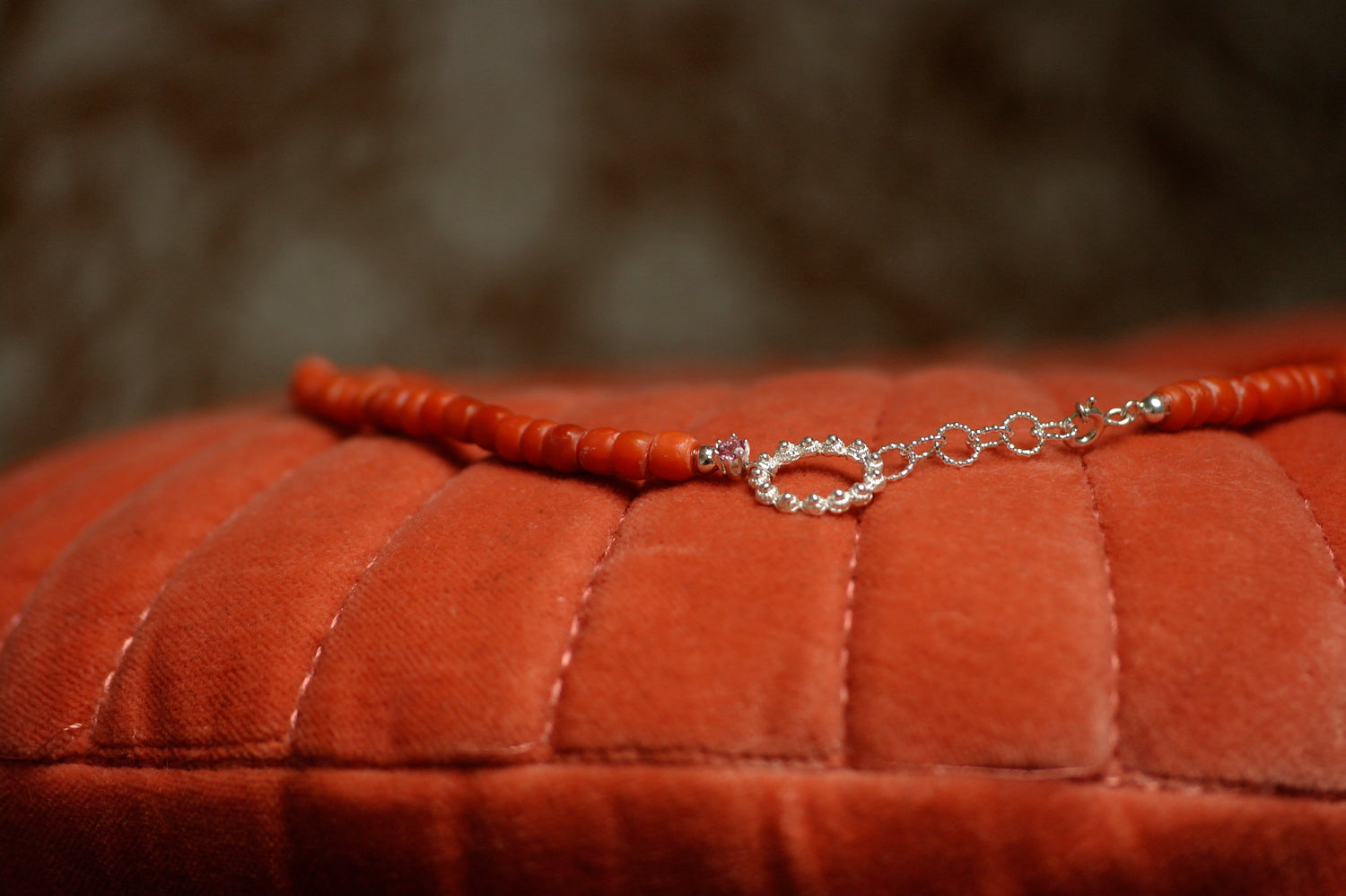 bloedkoraal ketting met toermalijn en zilver - Hester Zagt