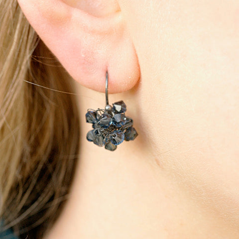 oorbellen petrol blauw Swarovski-Hester Zagt