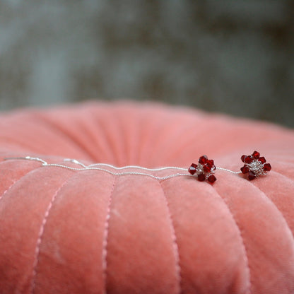 swarovski oorbellen bordeauxrood lang