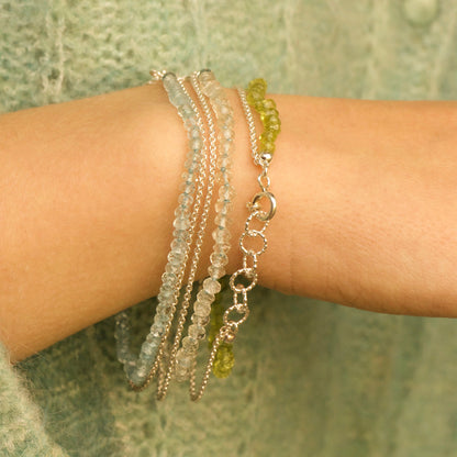 Armband in zilver en apatiet, peridot en groene amethist-Hester Zagt