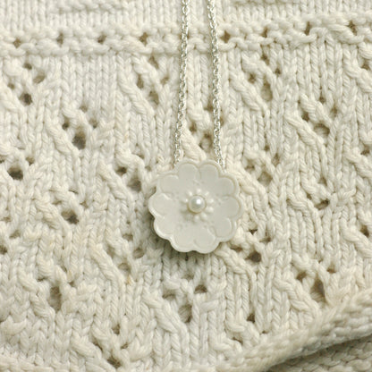 porcelain flower necklace, white glazed